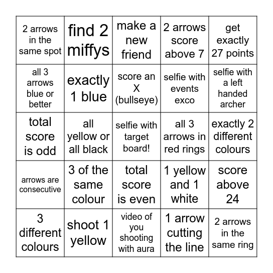 Archery Bingo! Bingo Card