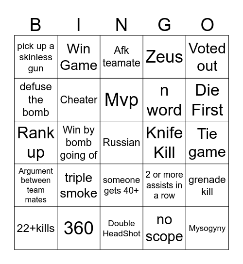 Tea Cs Bingo Card