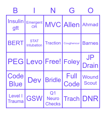 Nurses Week Bingo Card