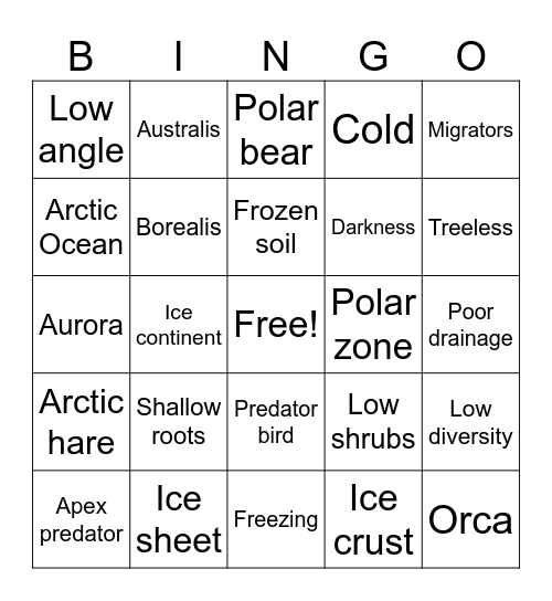 Frozen Lands Bingo Card