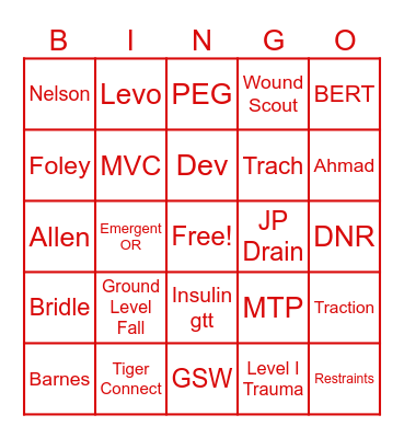 Nurses Week Bingo Card