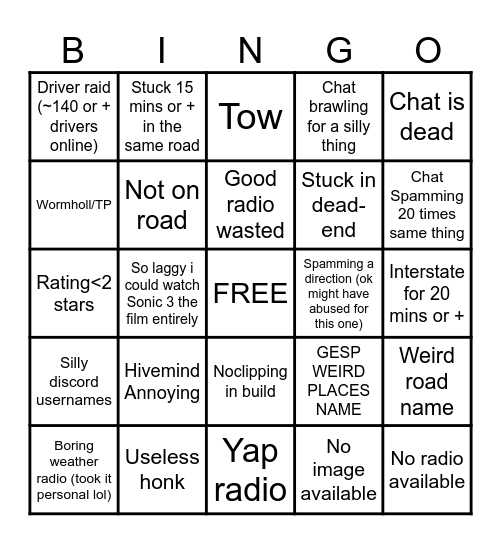 Annoying Things Bingo Card