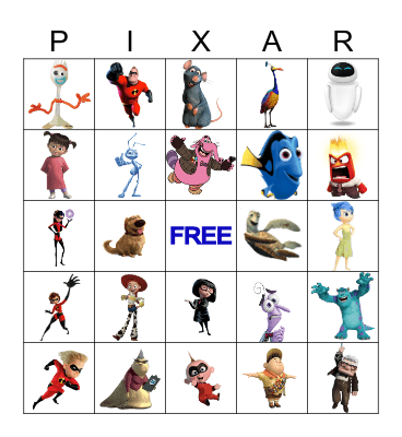 Disney/Pixar BINGO! Bingo Card