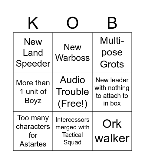 11e Launch Box Bingo Card