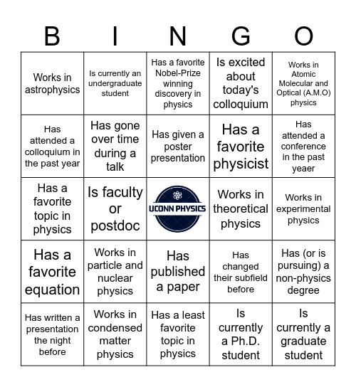 SPS Colloquium Bingo Card