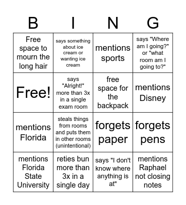Dagani Bingo Card