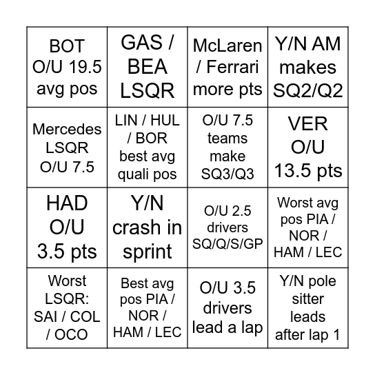 Miamiiiii Bingo Card