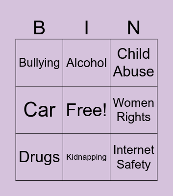 PSA Bingo Card