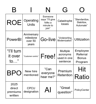 May 2026 Town Hall Bingo Card