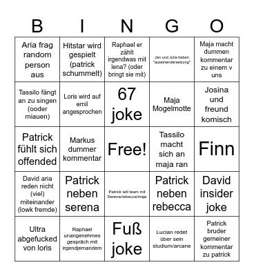 Party Bingo Card