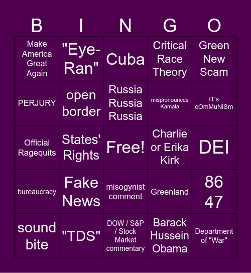 Political Bingo Card