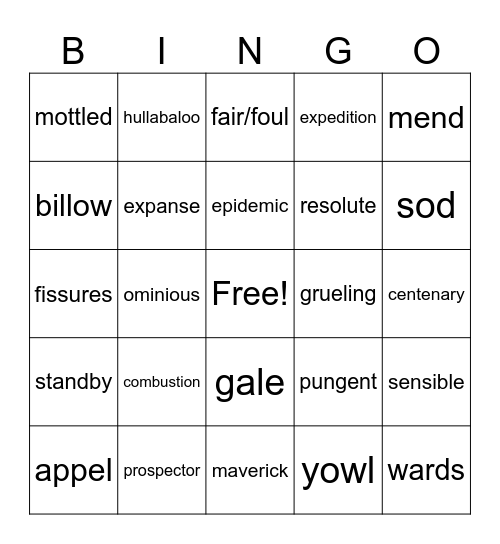 Togo and Balto Bingo Card