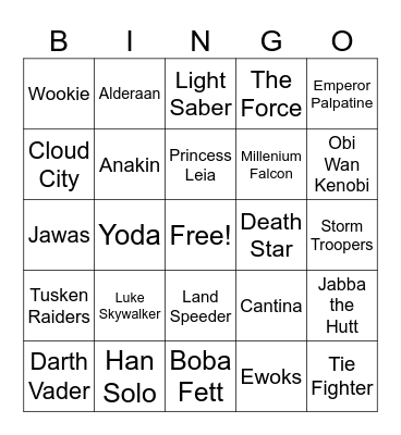 Star Wars Day Bingo Card