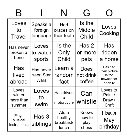 Teambuilding Bingo Card