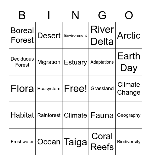 Biome Bingo Card