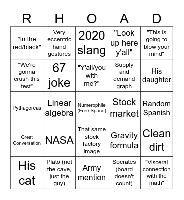 Mr. Rhoads Bingo Card
