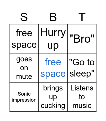 SBT bingo Card