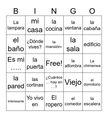House-Spanish 7 Bingo Card