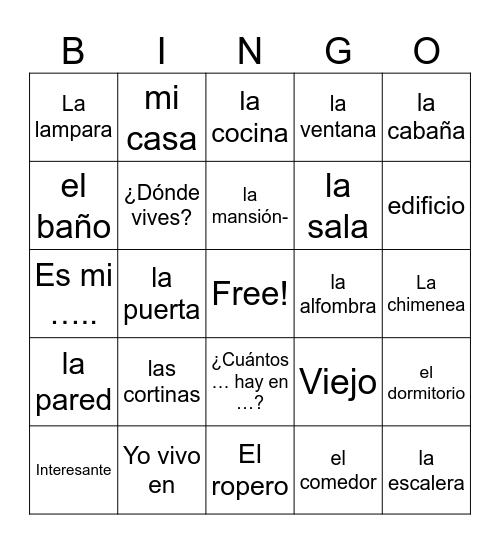 House-Spanish 7 Bingo Card