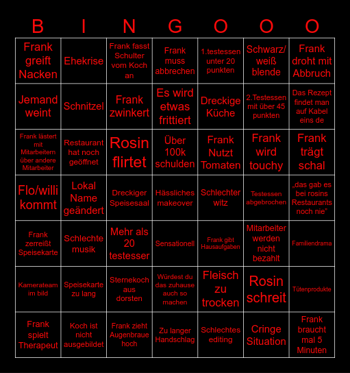 Rosin Bingo Card