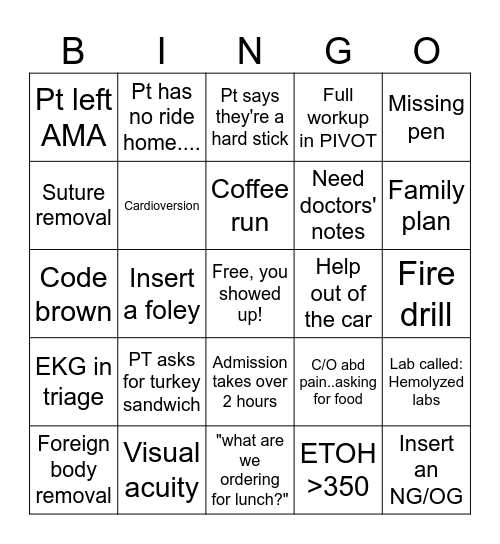 Nurses Week Bingo Card