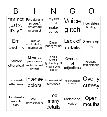 AI Bingo Card