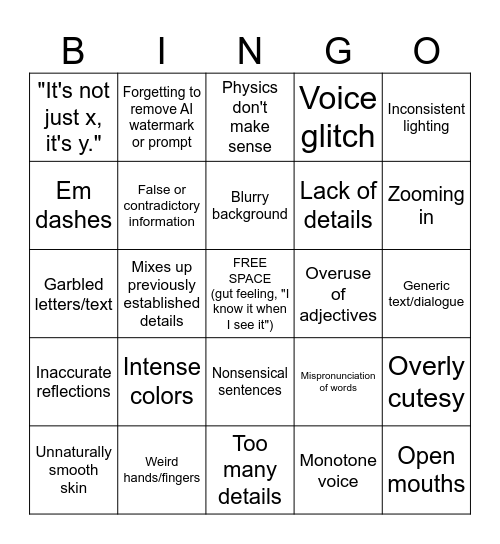 AI Bingo Card