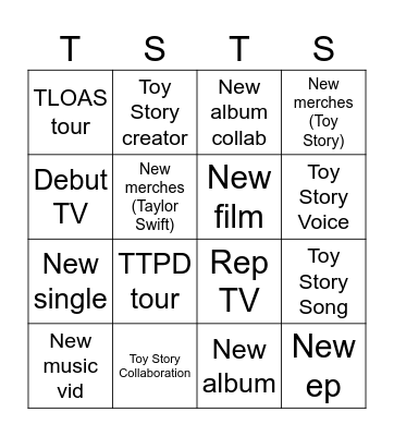 Taylor Swift Sunday Bingo Card
