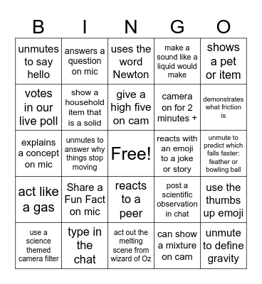 RED 1 CLASS Bingo Card