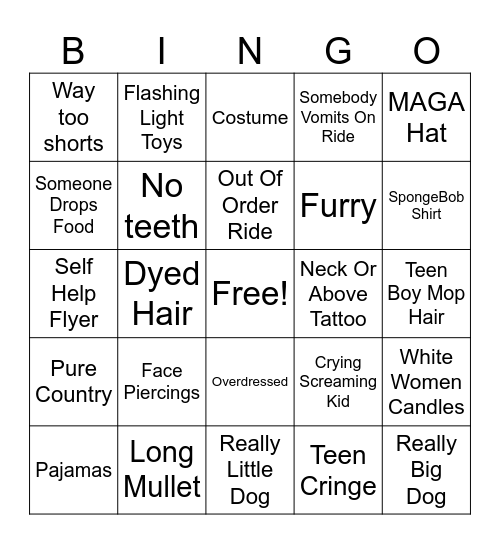 County Fair Bingo Card