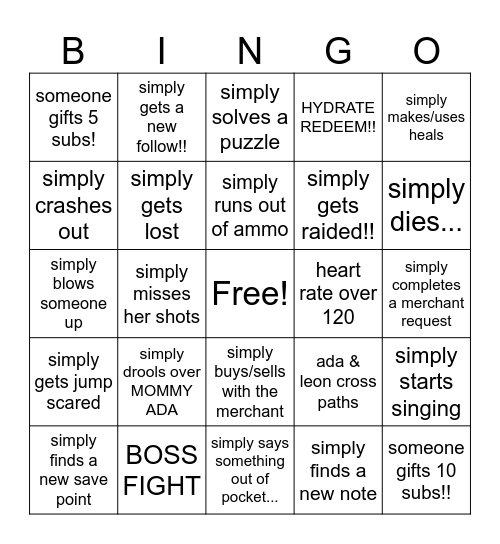 Separate Ways RE4 DLC Bingo Card