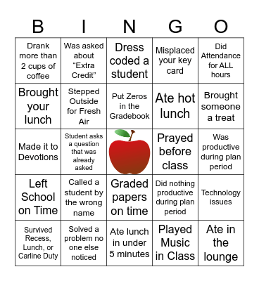Back to Teaching Bingo Card