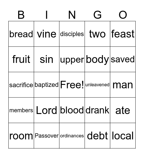 Lord's Supper Bingo Card