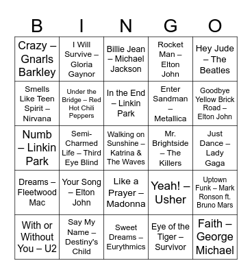 Senior Camp Bingo Card