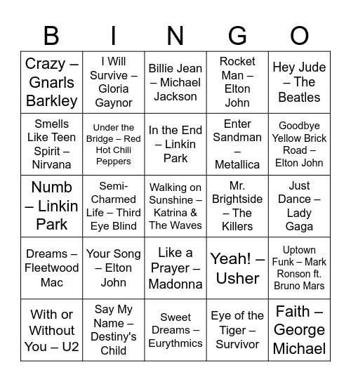 Senior Camp Bingo Card