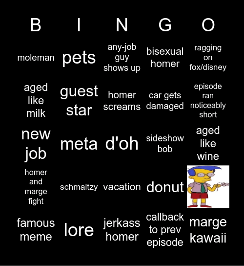 Simpsons Bingo Card