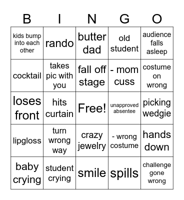first friday Bingo Card