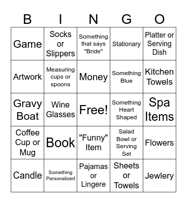 Bridal Brunch Bingo! Bingo Card