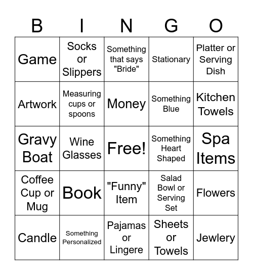 Bridal Brunch Bingo! Bingo Card