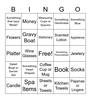 Bridal Brunch Bingo! Bingo Card