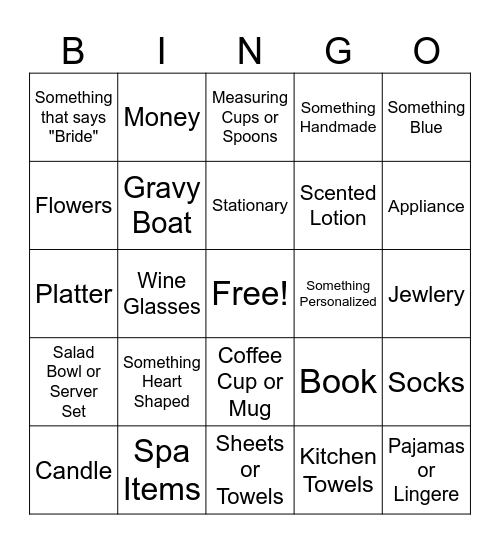 Bridal Brunch Bingo! Bingo Card