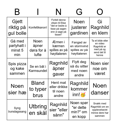 Bursdagsbingo! Bingo Card