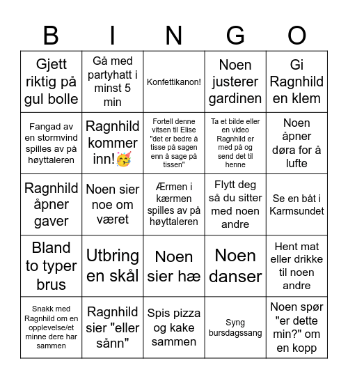 Bursdagsbingo! Bingo Card