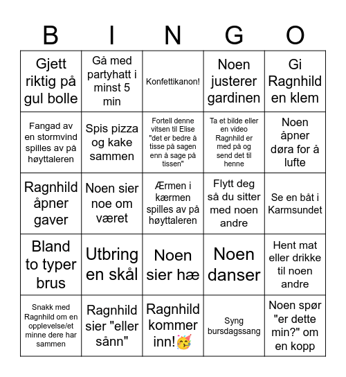Bursdagsbingo! Bingo Card