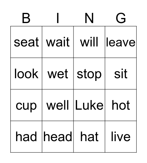 Vowel Bingo Card