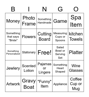 Bridal Brunch Bingo! Bingo Card