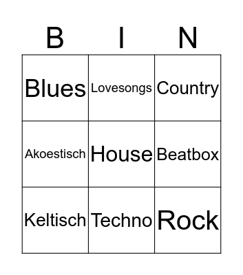 Muziekbingo Card