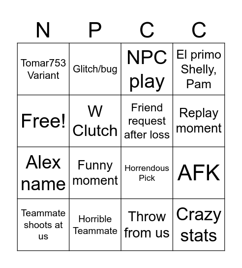 Temp brawl stars Bingo Card