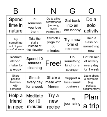 HawkPartners Wellness Bingo 2026 Bingo Card