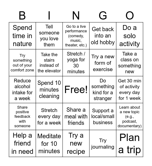 HawkPartners Wellness Bingo 2026 Bingo Card